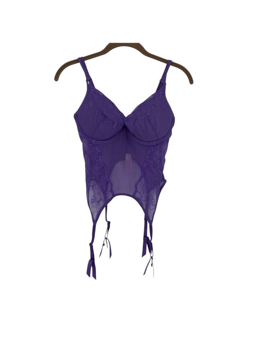 Victoria’s Secret Size 36C Purple Lace Mesh Corset Garter Y2K Lingerie NEW Retro
